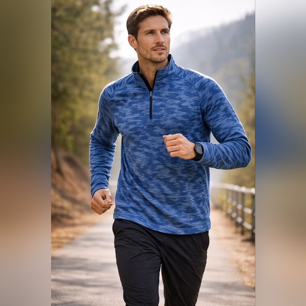Lululemon Surge Warm Half-Zip Fleece Pullover Blue Camo Men’s Large